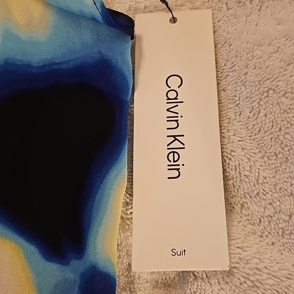 NWT Calvin Klein Multicolored  Ruffles Capped Sleeve Button Down Top Large - Picture 7 of 15